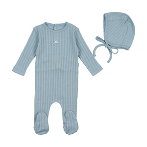 Blue fog pointelle layette set