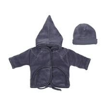 Load image into Gallery viewer, Mid blue velour jacket and hat
