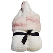 White hooded towel with pink ombre fur